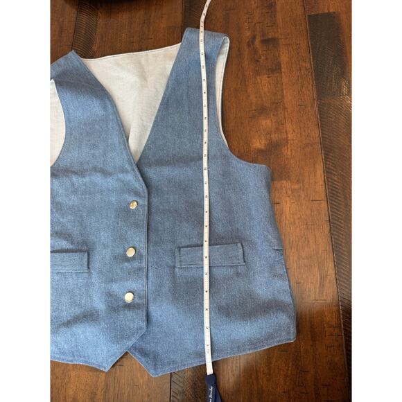 Vintage Denim Vest Sleeveless Button Front Boho Western Y2K Grunge Size Medium - Picture 7 of 12